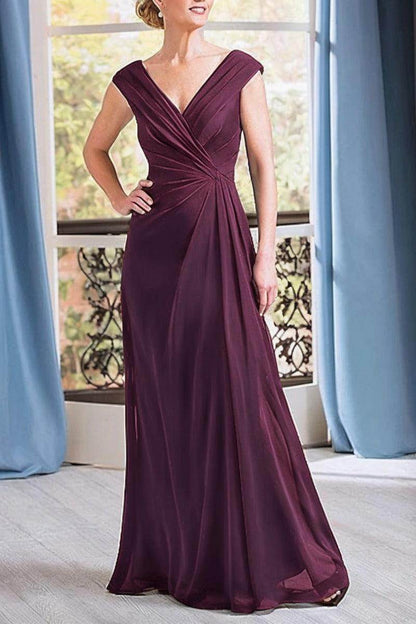 A-Line Floor Length Chiffon Mother Dress CM0076