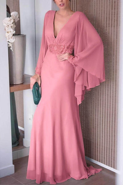 Sheath-Column Sweep-Brush Train Chiffon Mother Dress CM0077