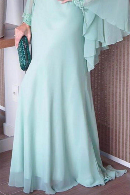 Sheath-Column Sweep-Brush Train Chiffon Mother Dress CM0077