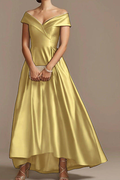 High Low Ankle Length Satin Mother Dress CM0078