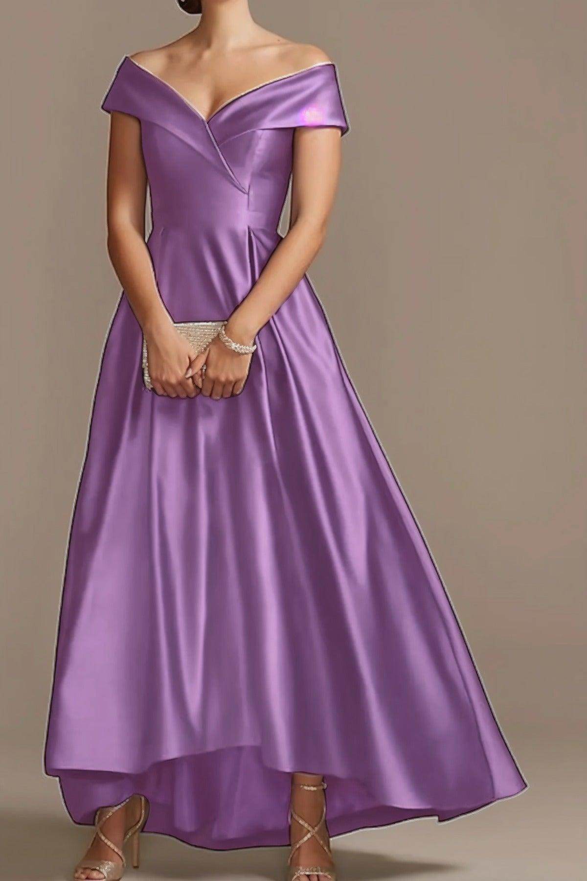 High Low Ankle Length Satin Mother Dress CM0078