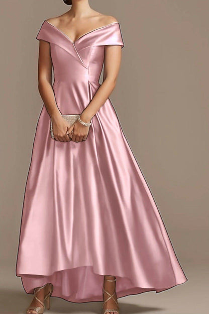 High Low Ankle Length Satin Mother Dress CM0078