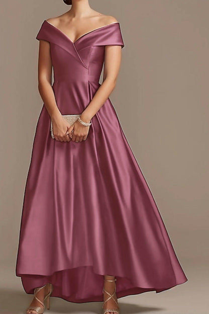 High Low Ankle Length Satin Mother Dress CM0078