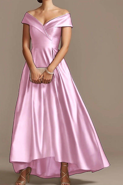 High Low Ankle Length Satin Mother Dress CM0078