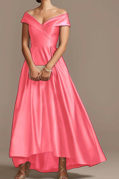 High Low Ankle Length Satin Mother Dress CM0078