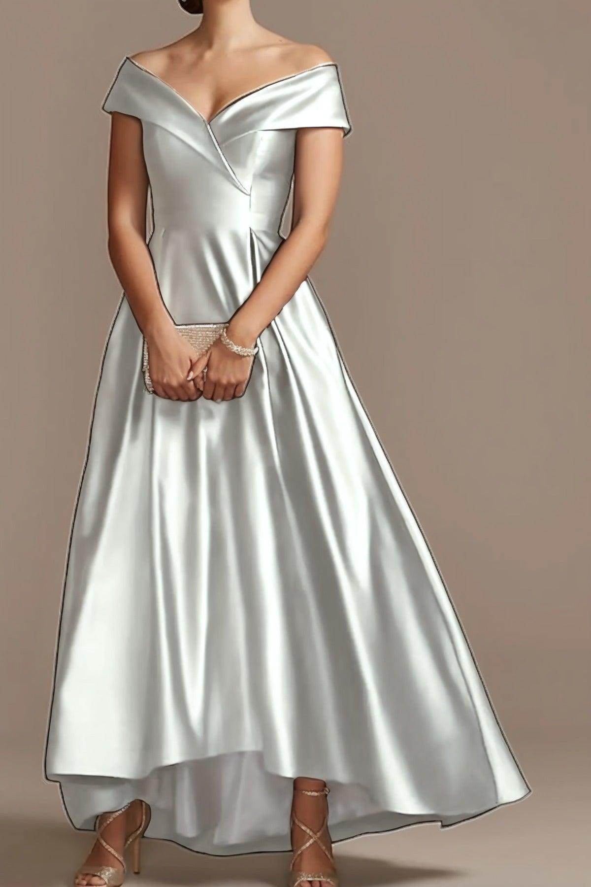 High Low Ankle Length Satin Mother Dress CM0078
