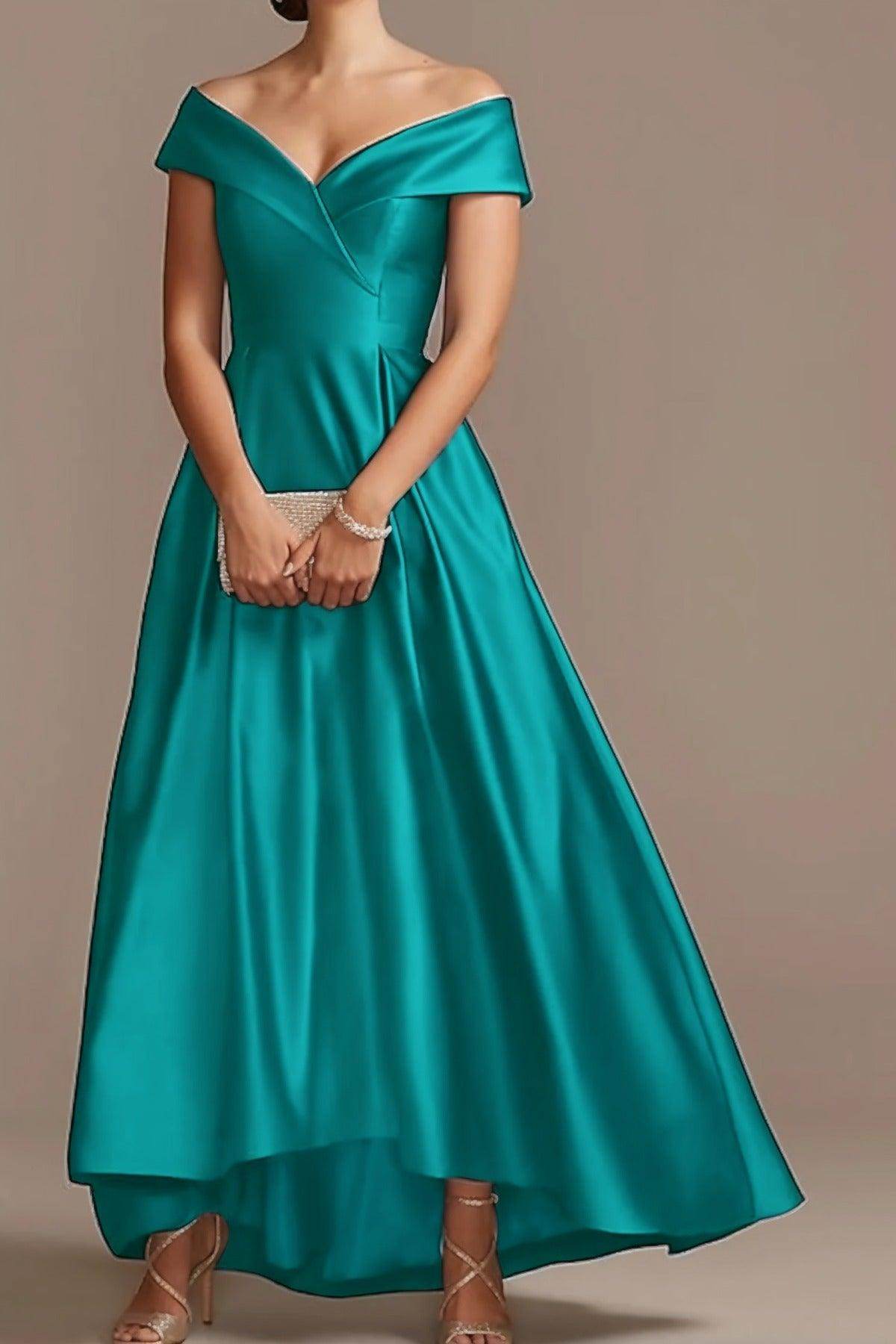 High Low Ankle Length Satin Mother Dress CM0078