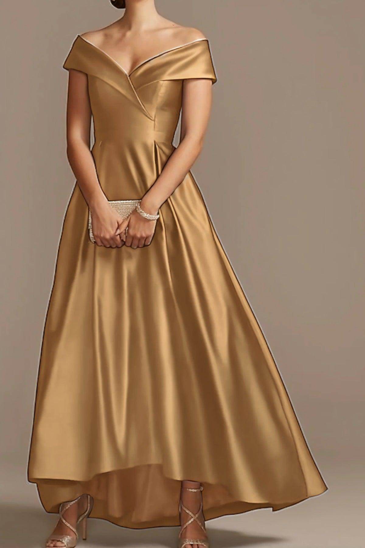 High Low Ankle Length Satin Mother Dress CM0078