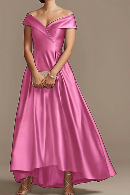 High Low Ankle Length Satin Mother Dress CM0078