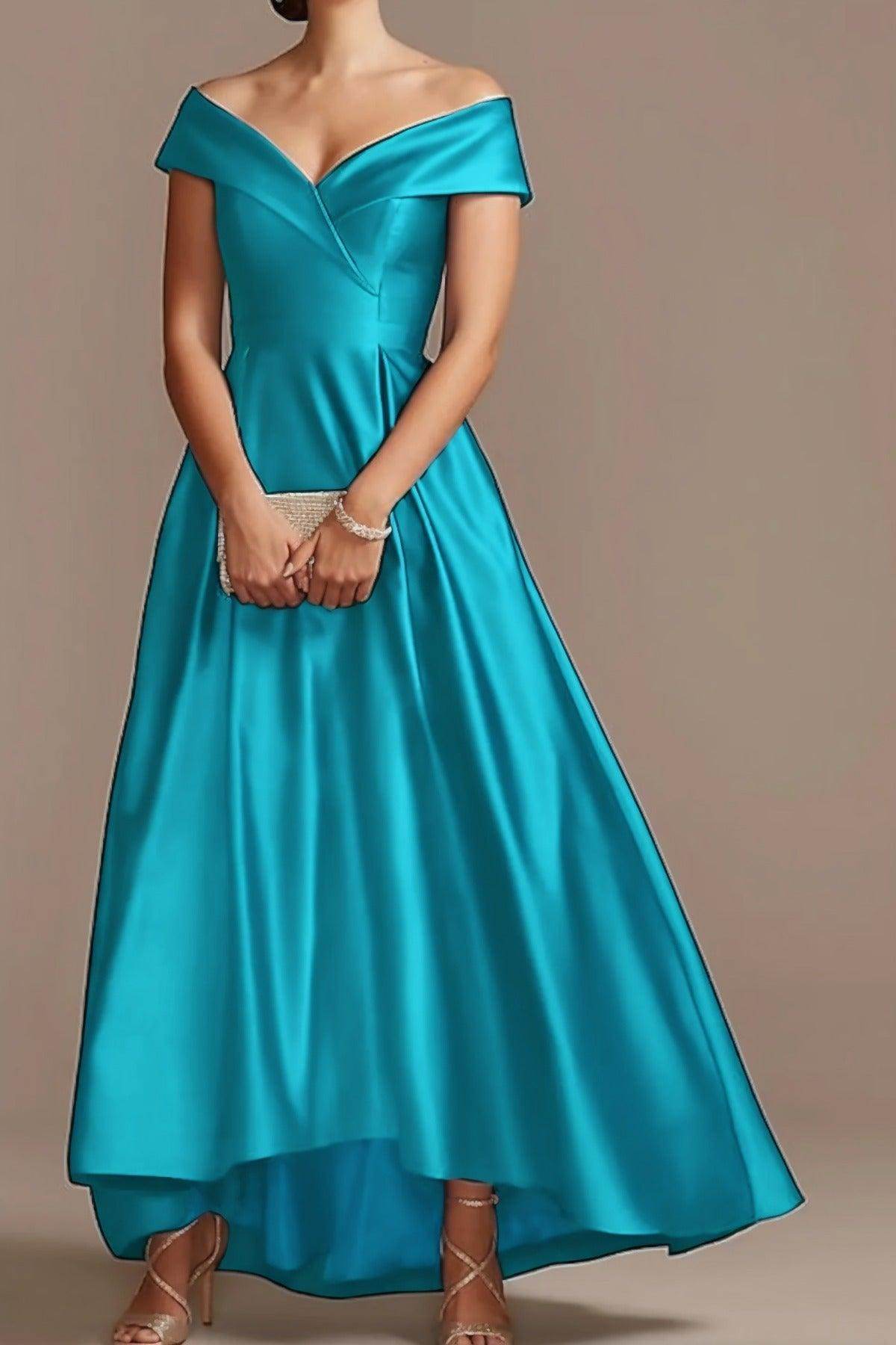 High Low Ankle Length Satin Mother Dress CM0078