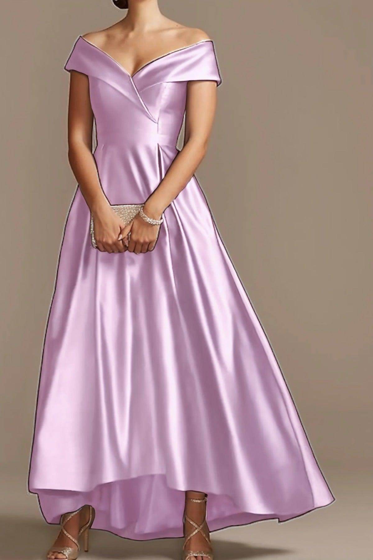 High Low Ankle Length Satin Mother Dress CM0078