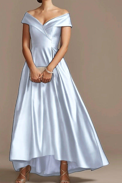 High Low Ankle Length Satin Mother Dress CM0078