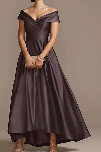 High Low Ankle Length Satin Mother Dress CM0078