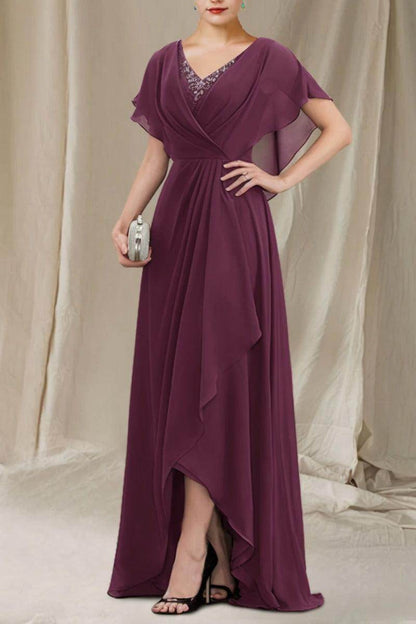 A-Line Sweep-Brush Train Chiffon Mother Dress CM0080