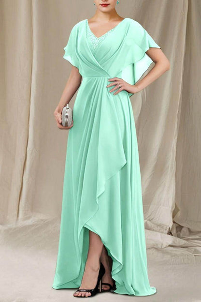 A-Line Sweep-Brush Train Chiffon Mother Dress CM0080
