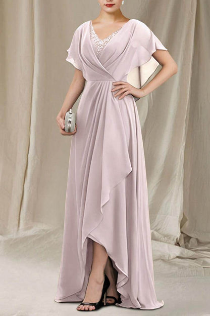 A-Line Sweep-Brush Train Chiffon Mother Dress CM0080
