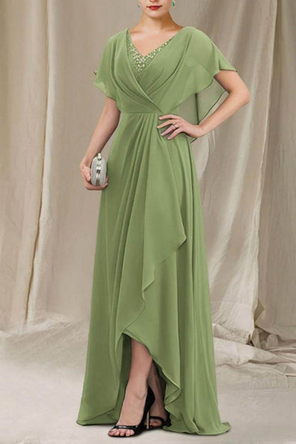 A-Line Sweep-Brush Train Chiffon Mother Dress CM0080