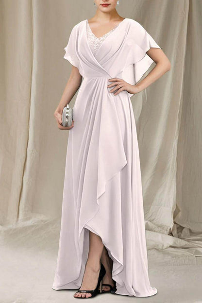A-Line Sweep-Brush Train Chiffon Mother Dress CM0080