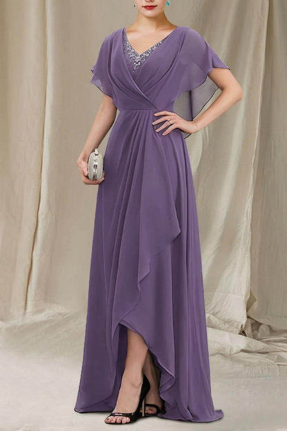 A-Line Sweep-Brush Train Chiffon Mother Dress CM0080