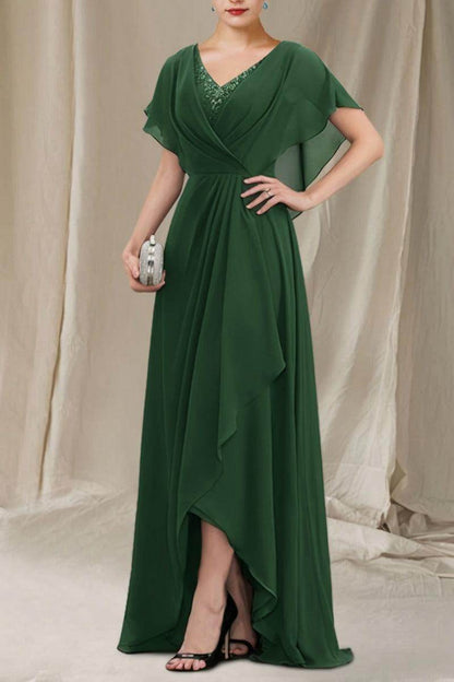 A-Line Sweep-Brush Train Chiffon Mother Dress CM0080