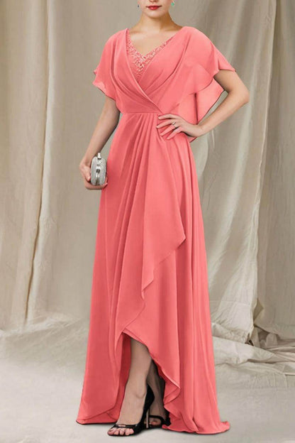 A-Line Sweep-Brush Train Chiffon Mother Dress CM0080