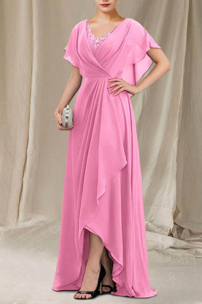 A-Line Sweep-Brush Train Chiffon Mother Dress CM0080
