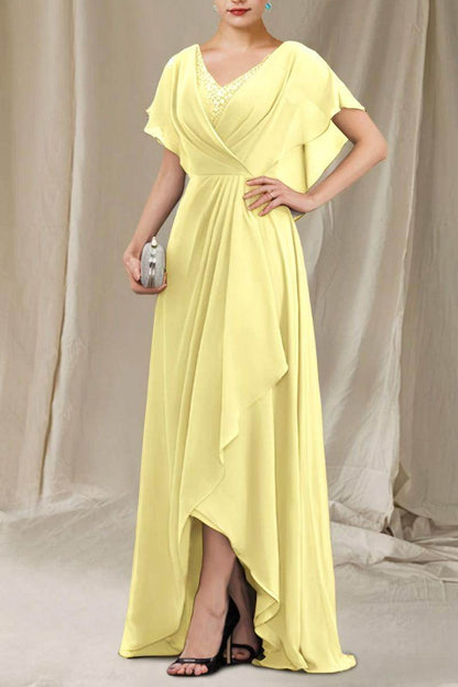 A-Line Sweep-Brush Train Chiffon Mother Dress CM0080