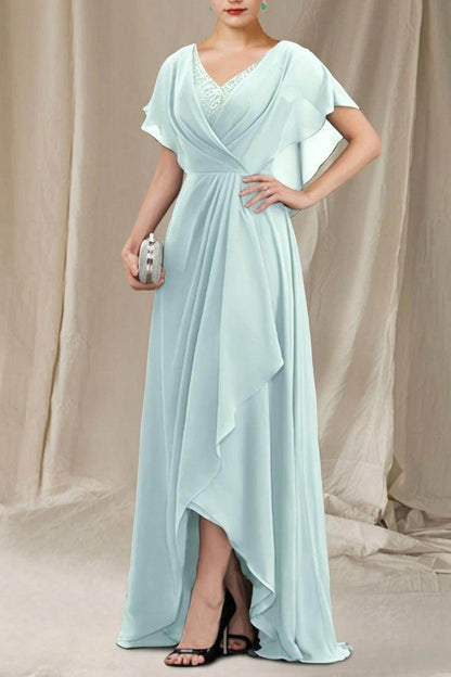 A-Line Sweep-Brush Train Chiffon Mother Dress CM0080