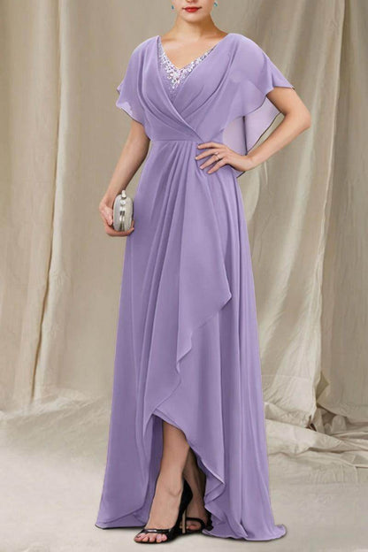 A-Line Sweep-Brush Train Chiffon Mother Dress CM0080