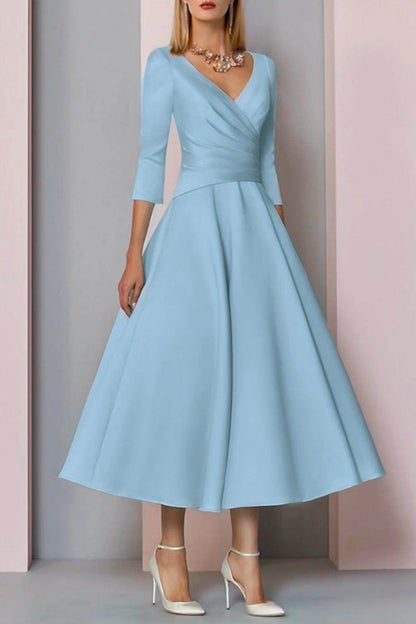 A-Line Tea Length Satin Mother Dress CM0081