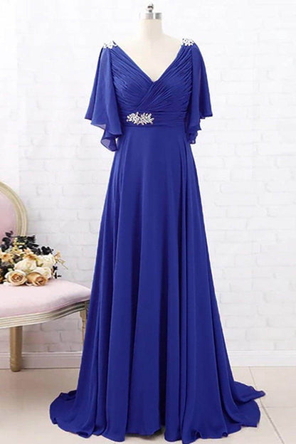 A-Line Sweep-Brush Train Chiffon Mother Dress CM0082