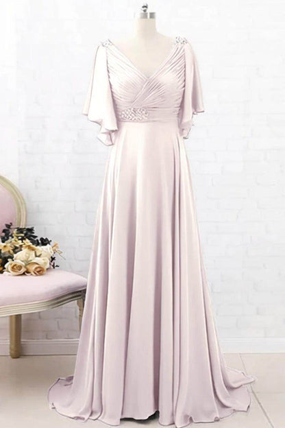 A-Line Sweep-Brush Train Chiffon Mother Dress CM0082