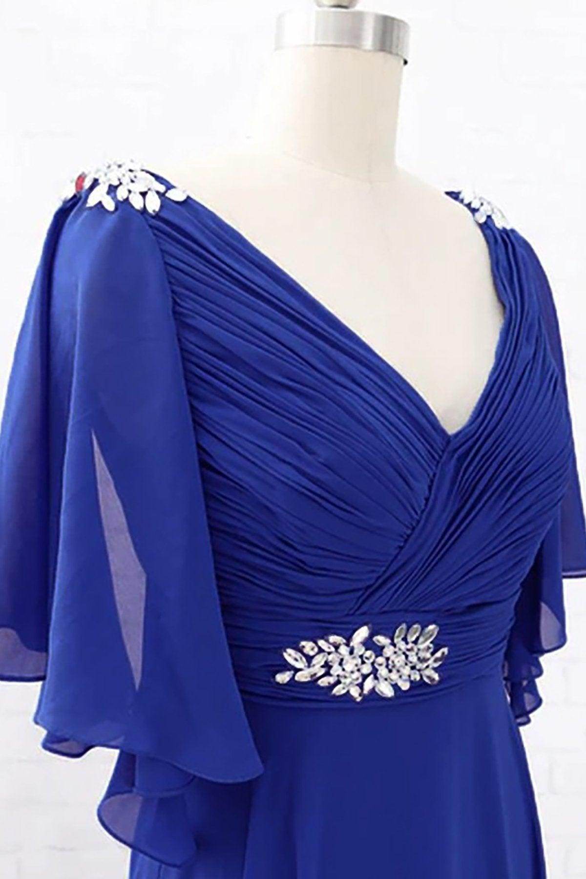 A-Line Sweep-Brush Train Chiffon Mother Dress CM0082