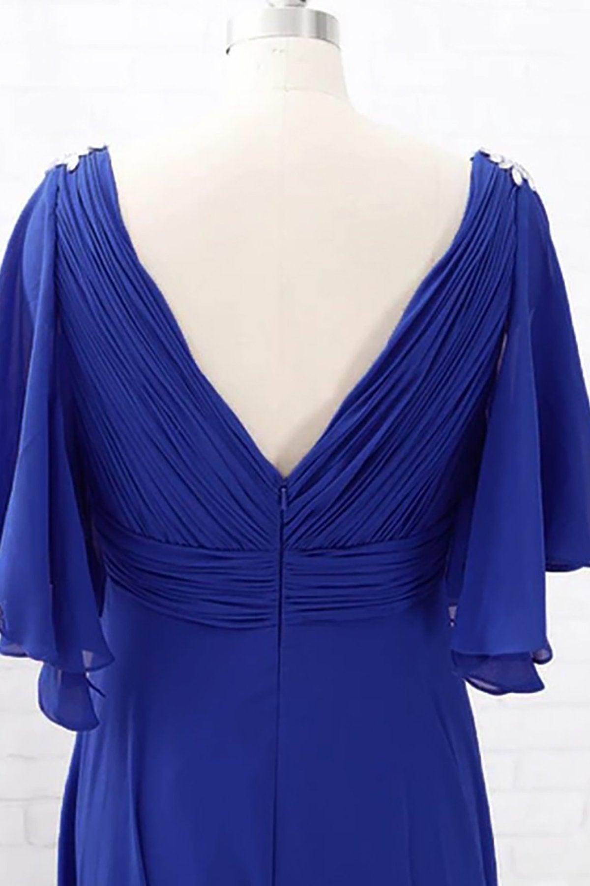 A-Line Sweep-Brush Train Chiffon Mother Dress CM0082