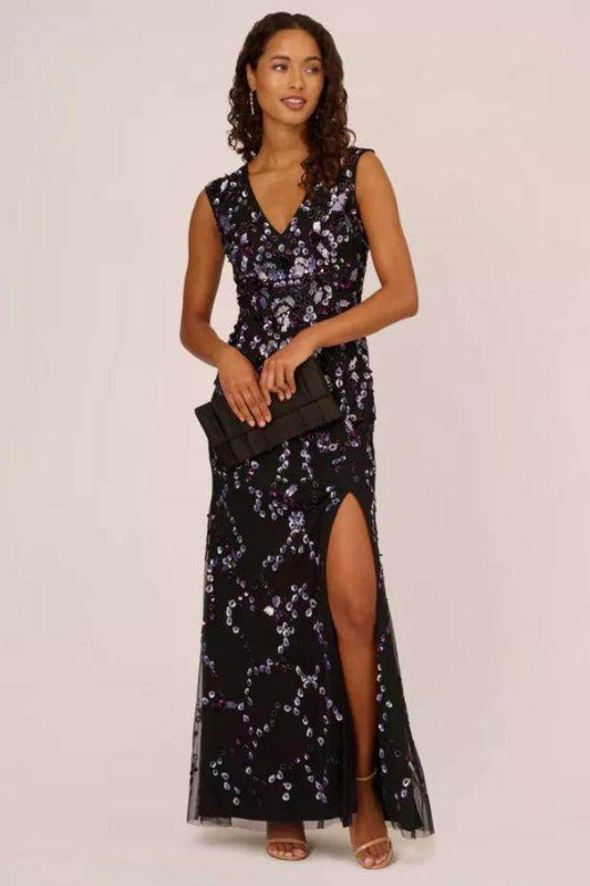 A-Line Floor Length Beaded Mother Dress CM0197