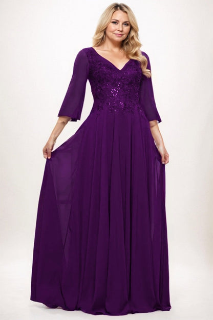 A-Line Maxi Chiffon Mother Dress CM0254