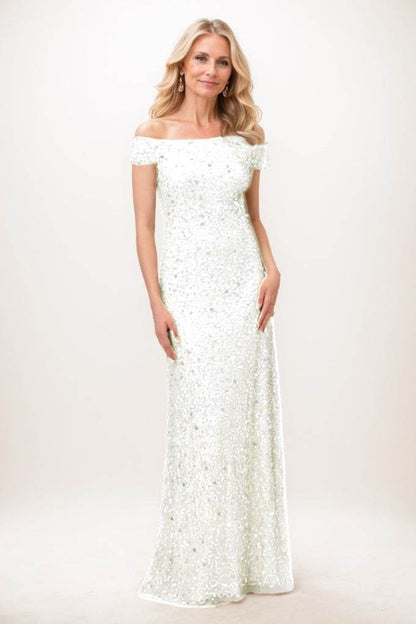 Sheath-Column Maxi Sequined Mother Of The Bride Dress CM0285