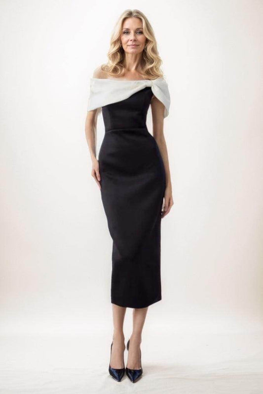 Sheath Midi Elastic Cloth Mother Of The Bride Dress CM0292