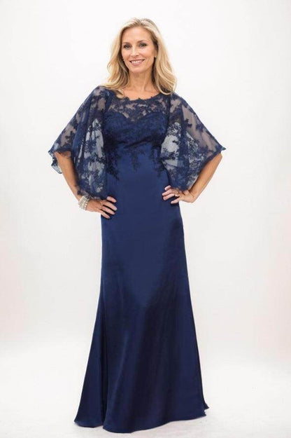 A-Line Maxi Satin Faced Chiffon Mother Of The Bride Dress CM0320
