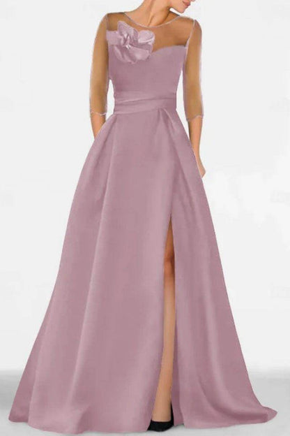 A Line Sweetheart 3/4 Sleeves High Split Mother Dresses CM0338