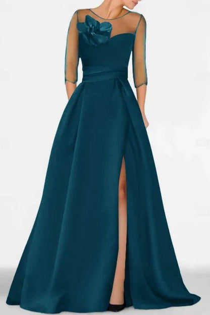 A Line Sweetheart 3/4 Sleeves High Split Mother Dresses CM0338