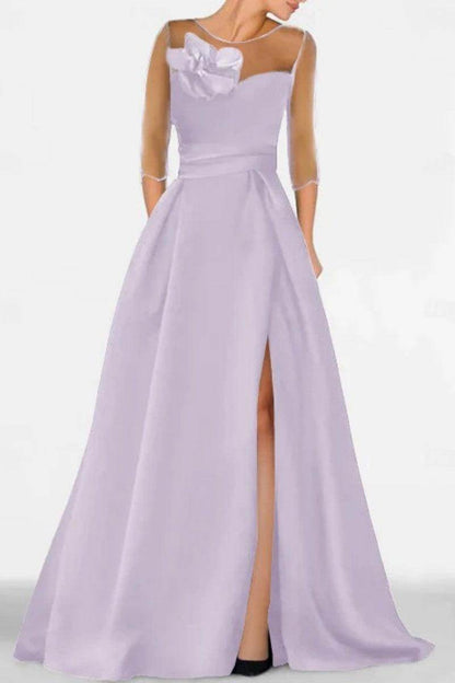 A Line Sweetheart 3/4 Sleeves High Split Mother Dresses CM0338