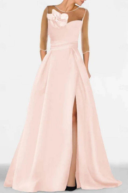 A Line Sweetheart 3/4 Sleeves High Split Mother Dresses CM0338