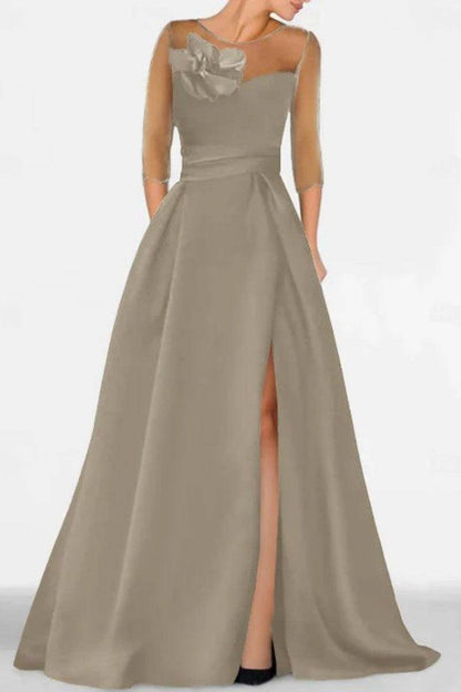 A Line Sweetheart 3/4 Sleeves High Split Mother Dresses CM0338
