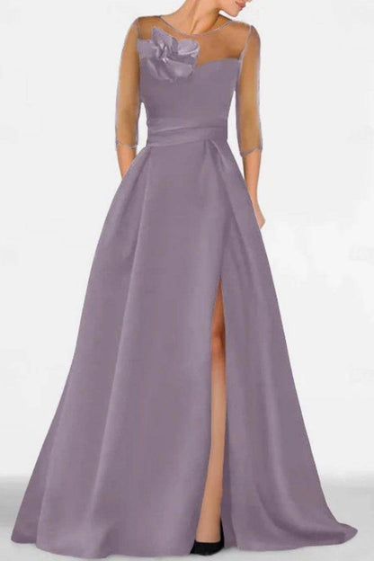 A Line Sweetheart 3/4 Sleeves High Split Mother Dresses CM0338