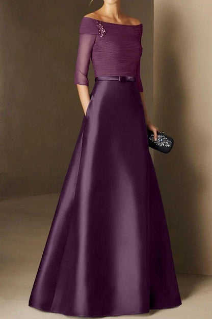 A Line Off The Shoulder Short Sleeves Applique Mother Dresses CM0339