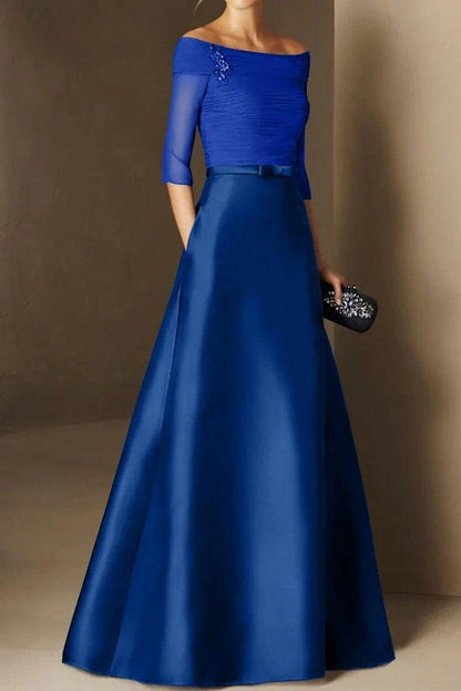 A Line Off The Shoulder Short Sleeves Applique Mother Dresses CM0339