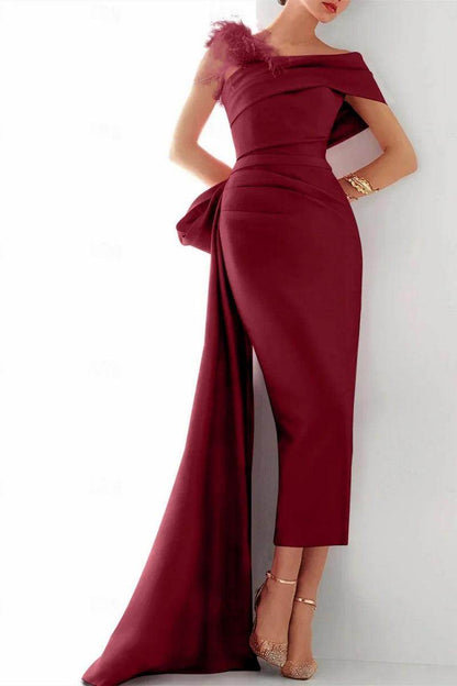 One Shoulder Evening Gown Elastic Cloth Mother Of The Bride Dresses CM0340