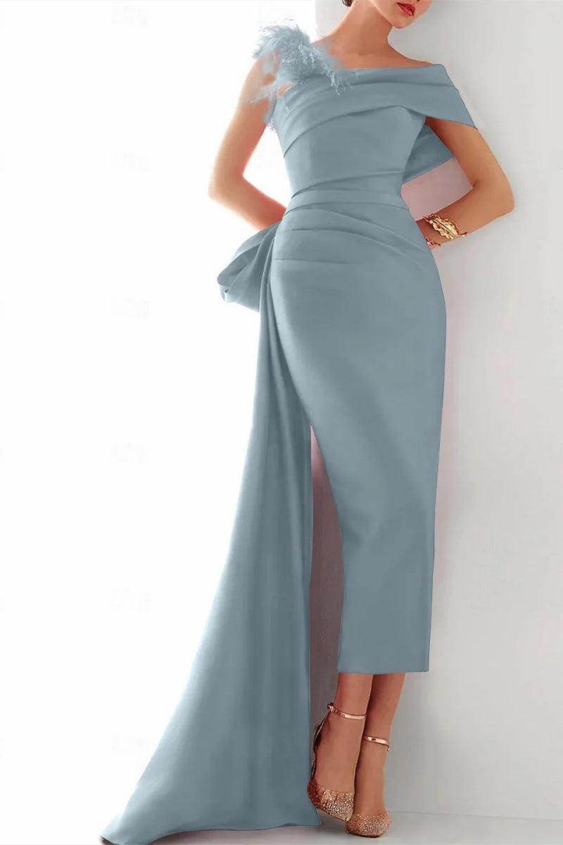 One Shoulder Evening Gown Elastic Cloth Mother Of The Bride Dresses CM0340