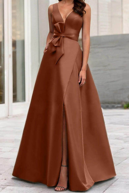 A Line V Neck Sleeveless Mother Of The Bride Dresses CM0341